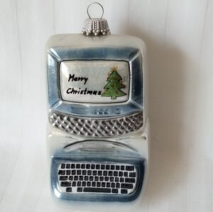 Silver Christmas Computer Ornament with Box